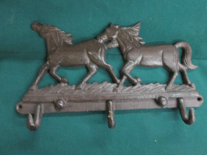 12x7 inch  Cast Iron Horse 3 Hook D...