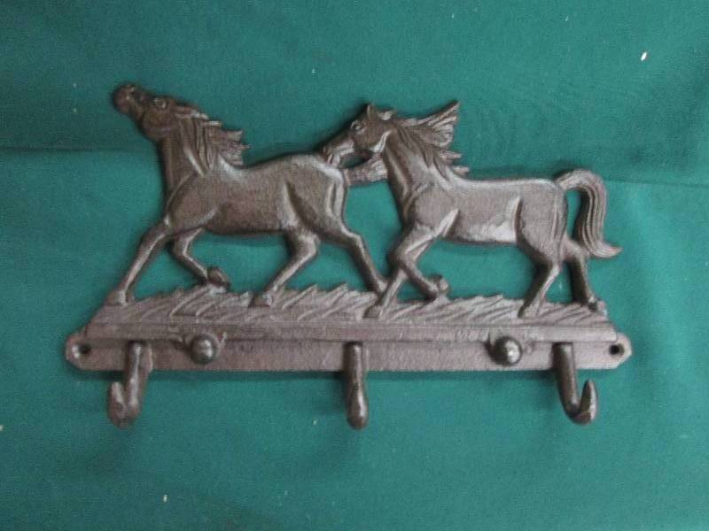 12x7 inch  Cast Iron Horse 3 Hook D...