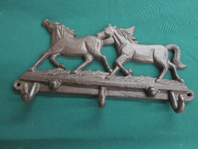 12x7 inch  Cast Iron Horse 3 Hook D...