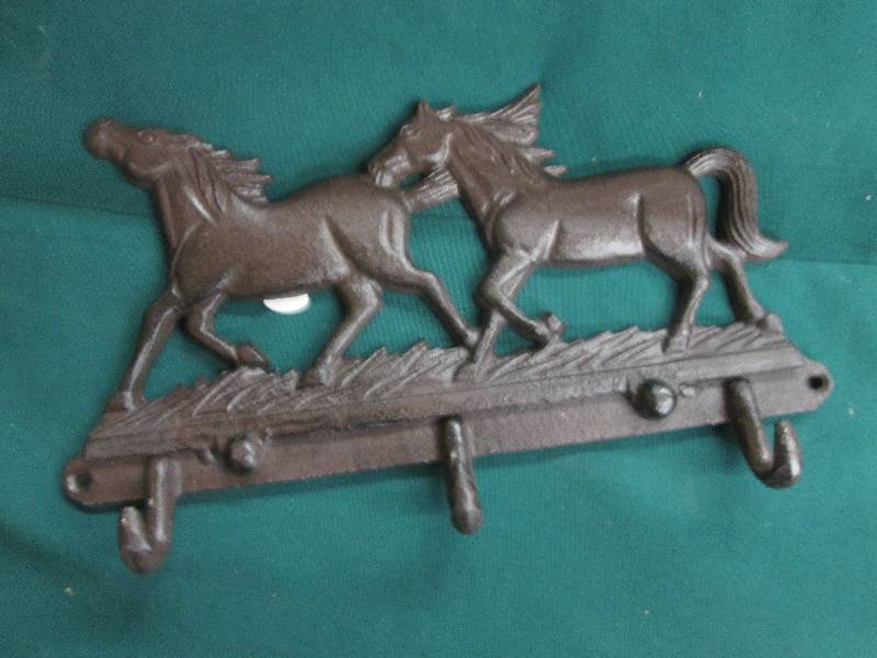 12x7 inch  Cast Iron Horse 3 Hook D...