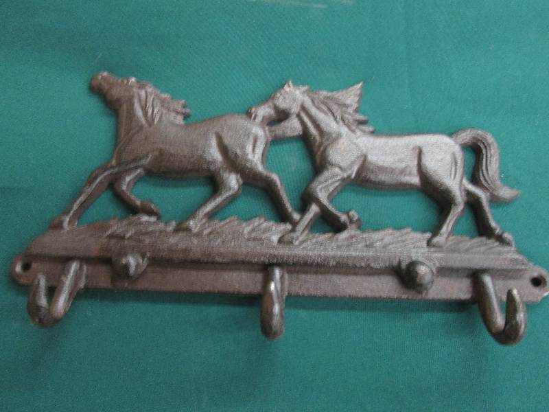 12x7 inch  Cast Iron Horse 3 Hook D...