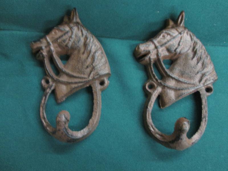 Lot of 2 Cast Iron Horse Hooks...