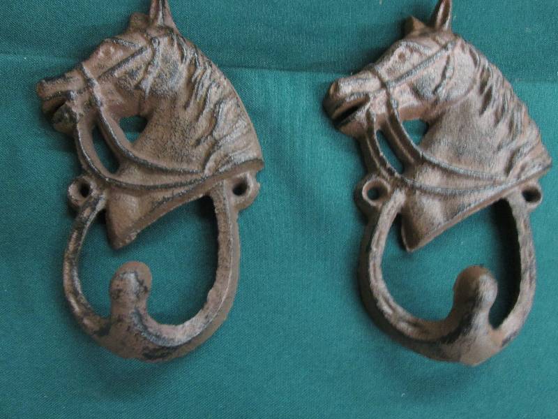 Lot of 2 Cast Iron Horse Hooks...