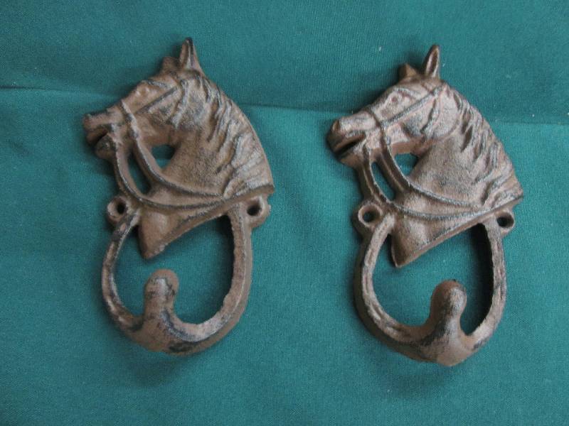 Lot of 2 Cast Iron Horse Hooks...