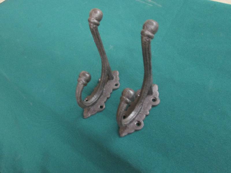 Lot of 2 Cast Iron Hooks 4x 5 inche...