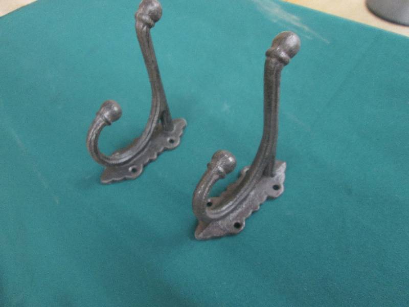 Lot of 2 Cast Iron Hooks 4x 5 inche...