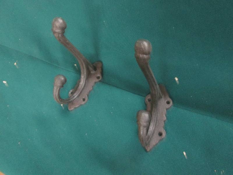 Lot of 2 Cast Iron Hooks 4x 5 inche...