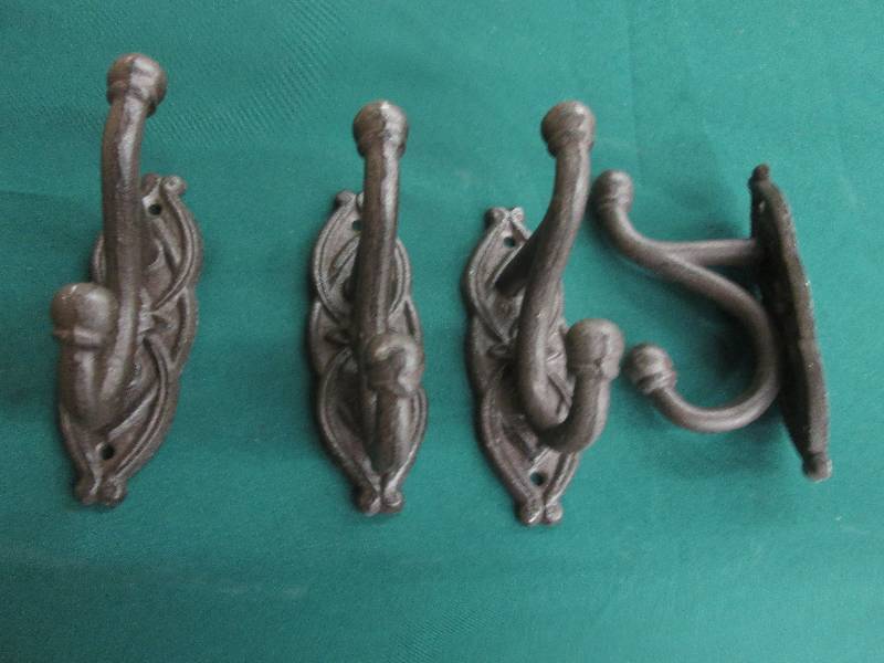 Lot of 4 Cast Iron Hooks 5.25 inche...