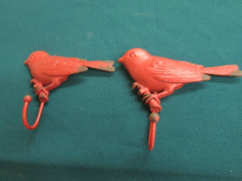 Lot of 2 Metal Red Bird Hooks 4.25 ...