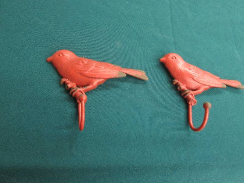Lot of 2 Metal Red Bird Hooks 4.25 ...