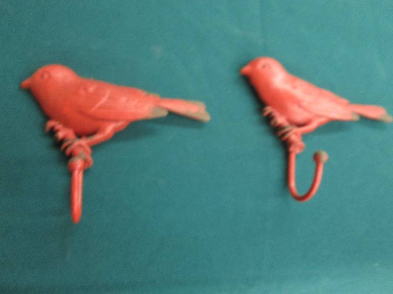 Lot of 2 Metal Red Bird Hooks 4.25 ...