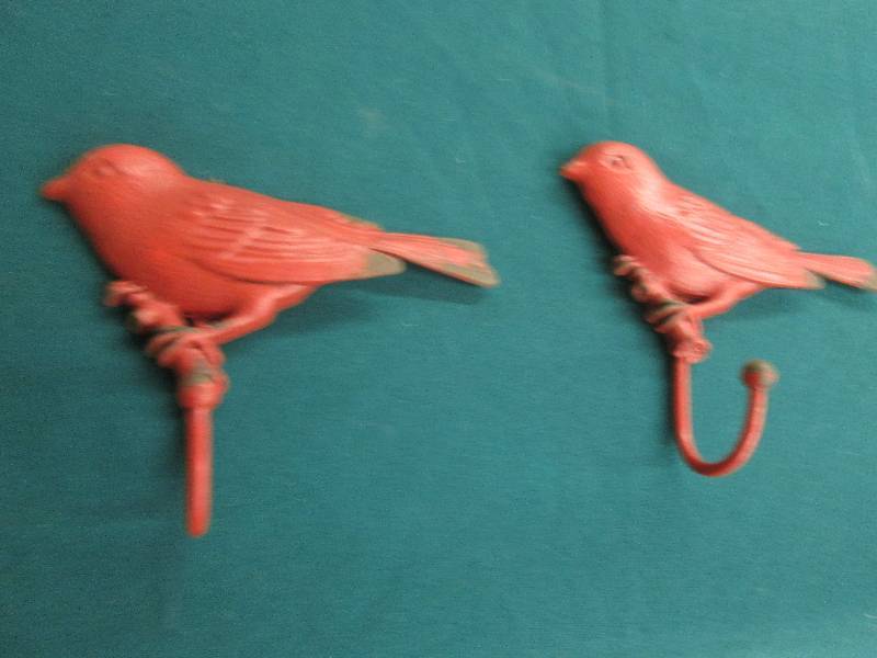 Lot of 2 Metal Red Bird Hooks 4.25 ...