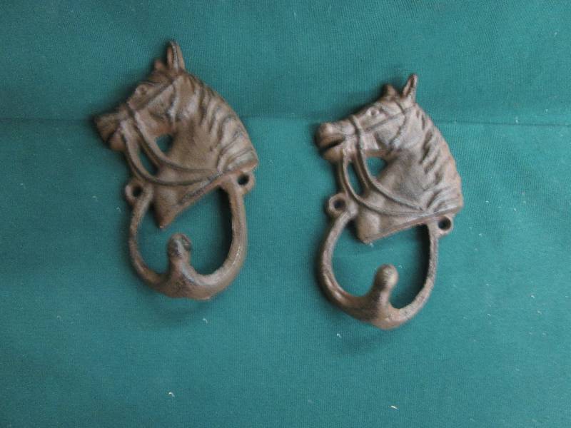 Lot of 2 Cast Iron Horse Hooks...