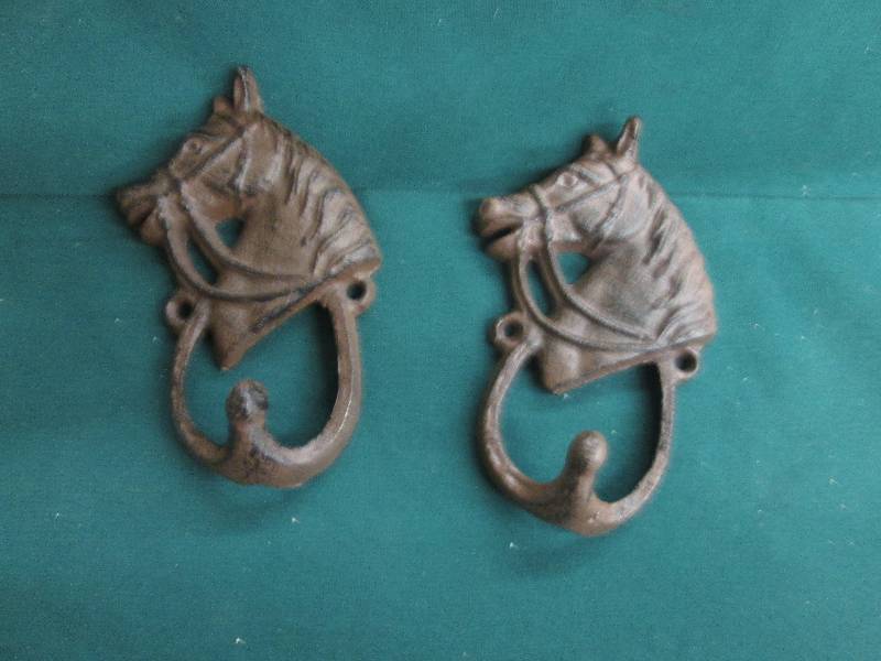 Lot of 2 Cast Iron Horse Hooks...