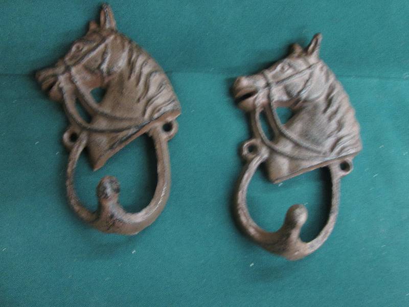 Lot of 2 Cast Iron Horse Hooks...