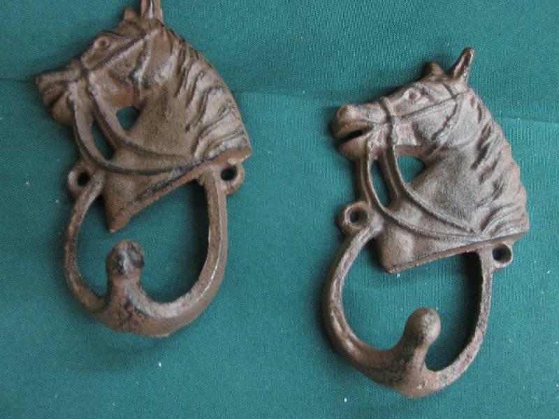Lot of 2 Cast Iron Horse Hooks...
