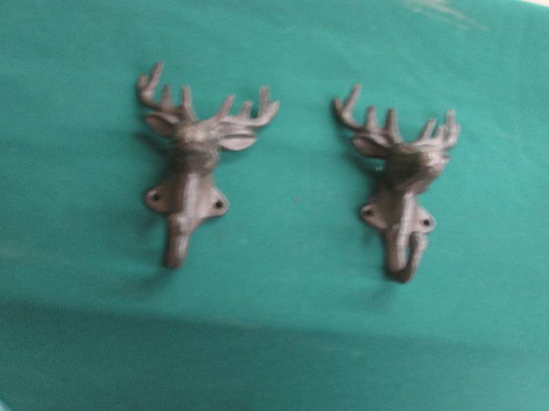 Lot of 2 Antlered Deer Cast Iron Ho...