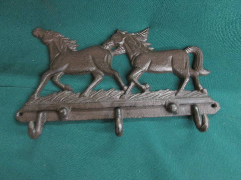 12x7 inch  Cast Iron Horse 3 Hook D...
