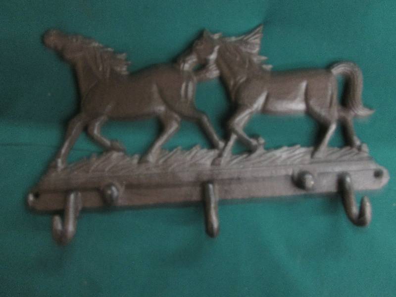 12x7 inch  Cast Iron Horse 3 Hook D...