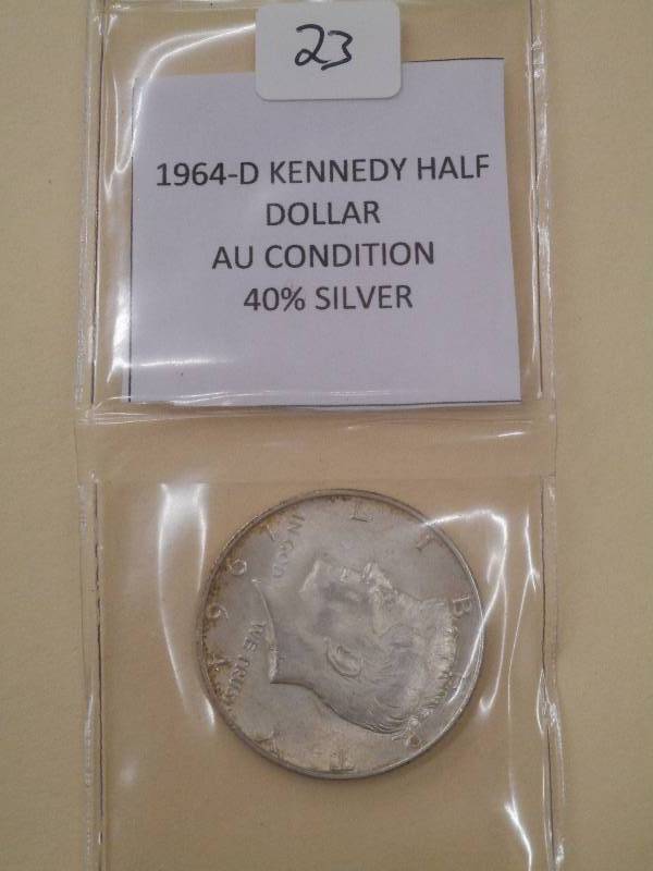 1964-D Kennedy Half Dollar, AU Cond...