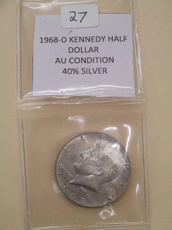 1968-D Kennedy Half Dollar, AU Cond...