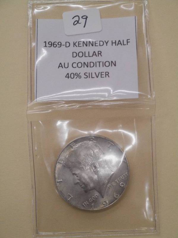 1969-D Kennedy Half Dollar, AU Cond...