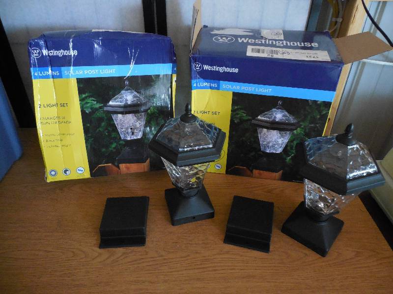 lot 4 image: Westinghouse 4-Piece Adonia Pagoda Solar Post Light, Black