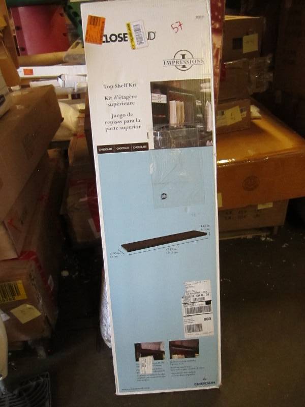 lot 58 image: Closet maid top shelf kit chocolate...