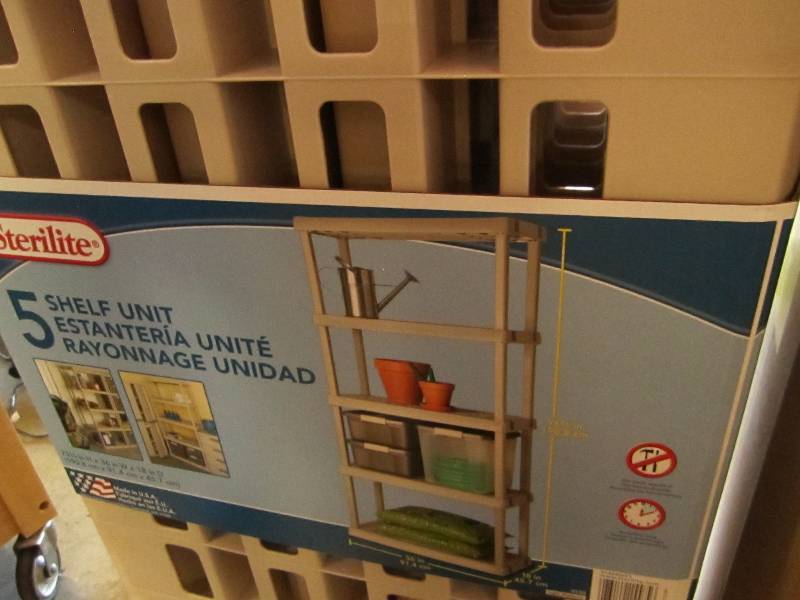 lot 135 image: Sterilite 5 shelf unit ...