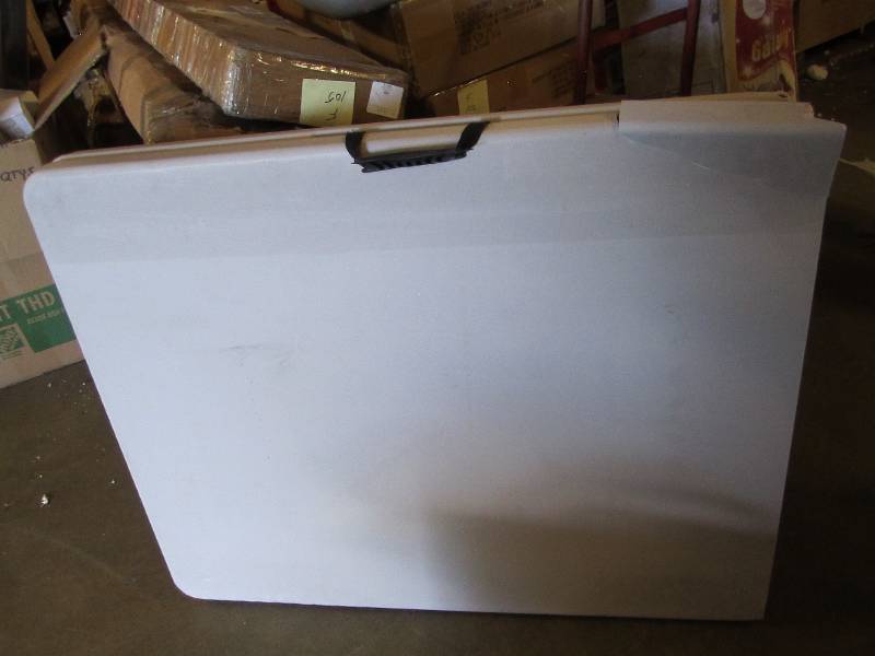 lot 144 image: Plastic folding table with one bent...