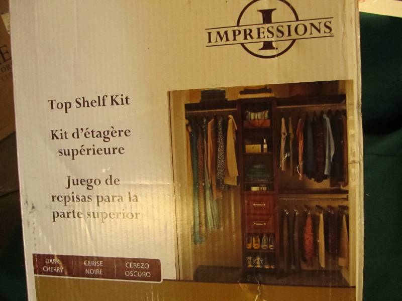 lot 146 image: Closet maid top shelf kit dark cher...