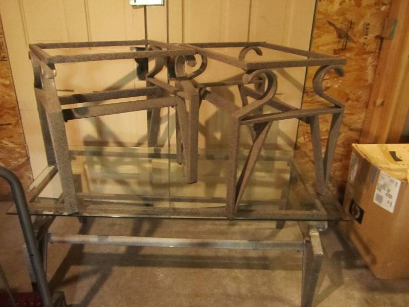 4x2 metal framed glass table with 2...