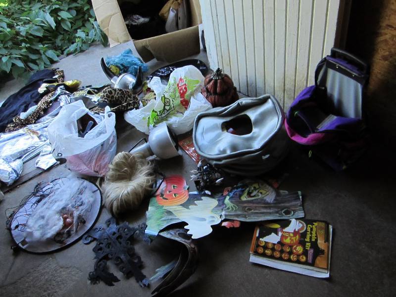 lot of halloween dcor and costume...
