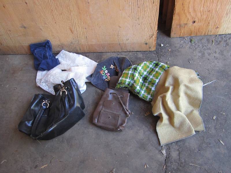Lot of purses and fabric pieces...