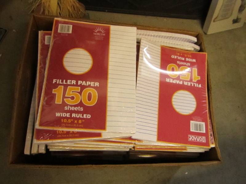 Box of notebook filler paper, mainl...