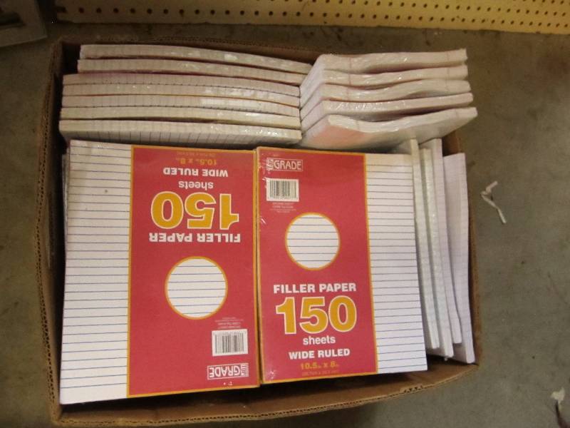 Box of notebook filler paper, mainl...