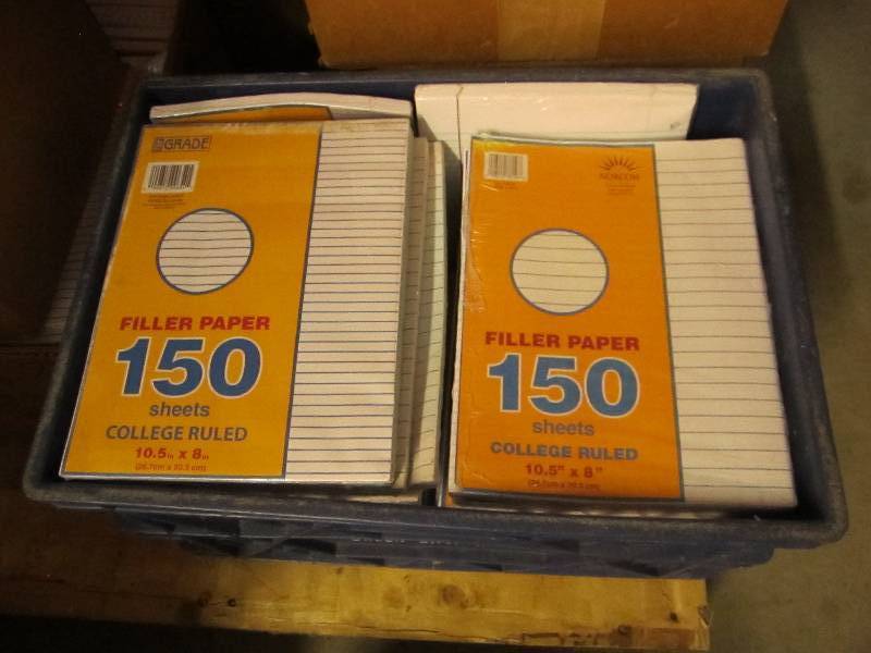 Box of notebook filler paper, mainl...