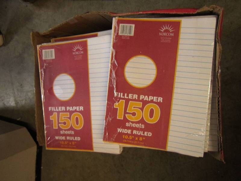 Box of notebook filler paper, mainl...