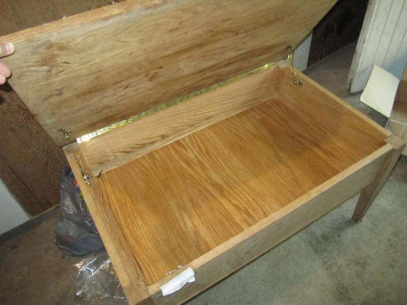 Wood table or bench with storage co...