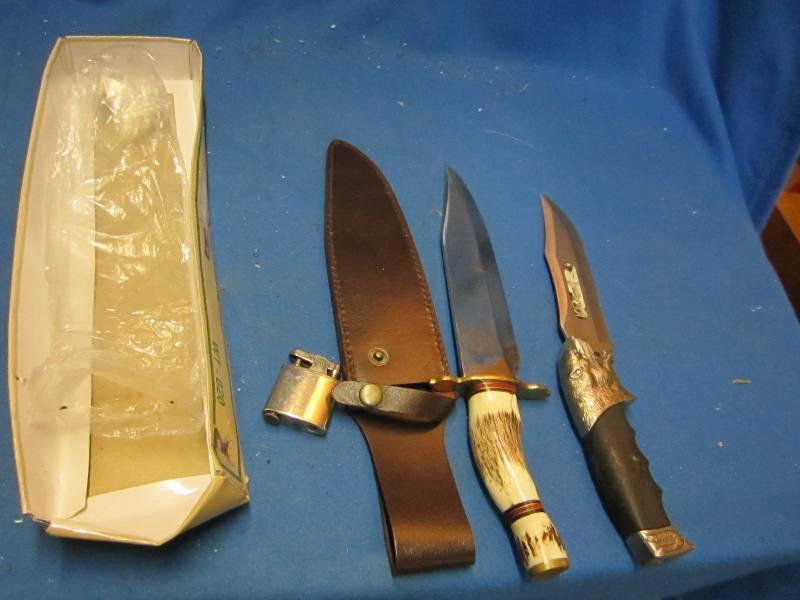 Lot of 2 hunting knives with one ca...