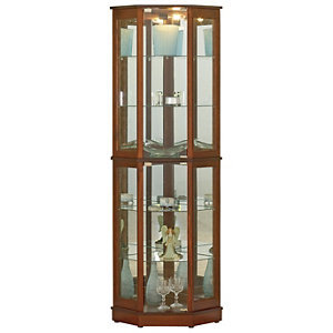 lot 22 image: Alcove 5-Sided Corner Curio Cabinet - Walnut