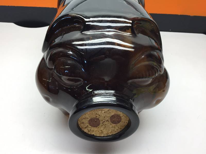 lot 53 image: VINTAGE LIBBEY BROWN 5 GALLON PIGGY BANK