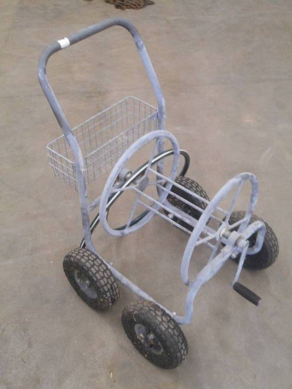 lot 38 image: Garden Hose Reel Cart With Pneumati...