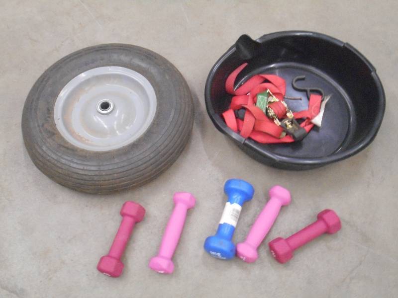 lot 51 image: Lot Of Oil Pan, Wheel Barrel Tire,...