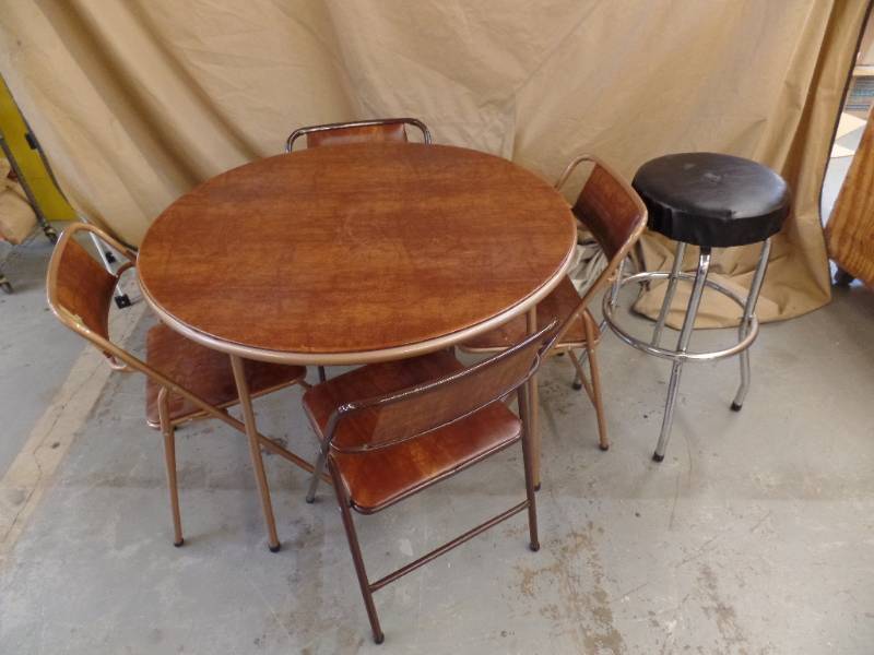 Card Table, Chairs, Stool