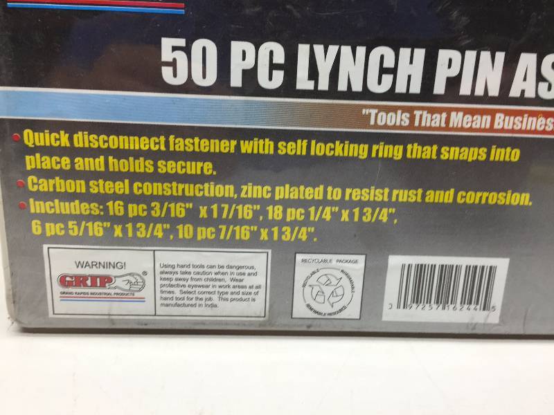 GRIP 50PC LYNCH PIN ASSORTMENT