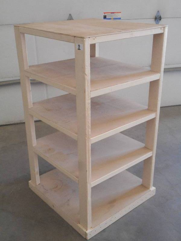 lot 18 image: 5-Level 2x4-Frame Wooden Shelf Unit...