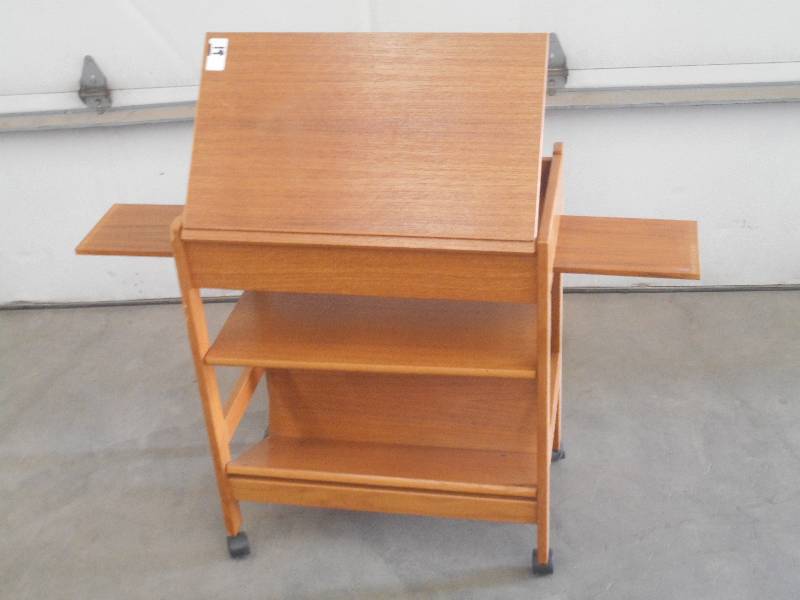 lot 19 image: 14x24 Rolling Wooden Drawing Tabl...
