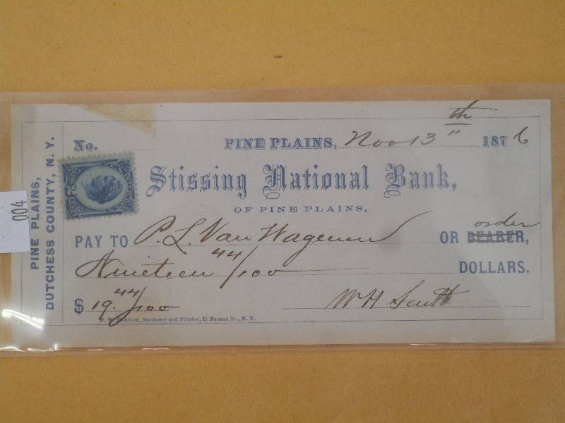 1876 Antique Cancelled Check-Stissi...