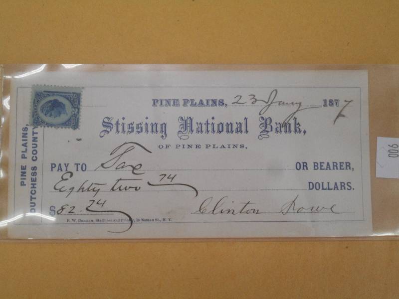 1877 Antique Cancelled Check, Stiss...